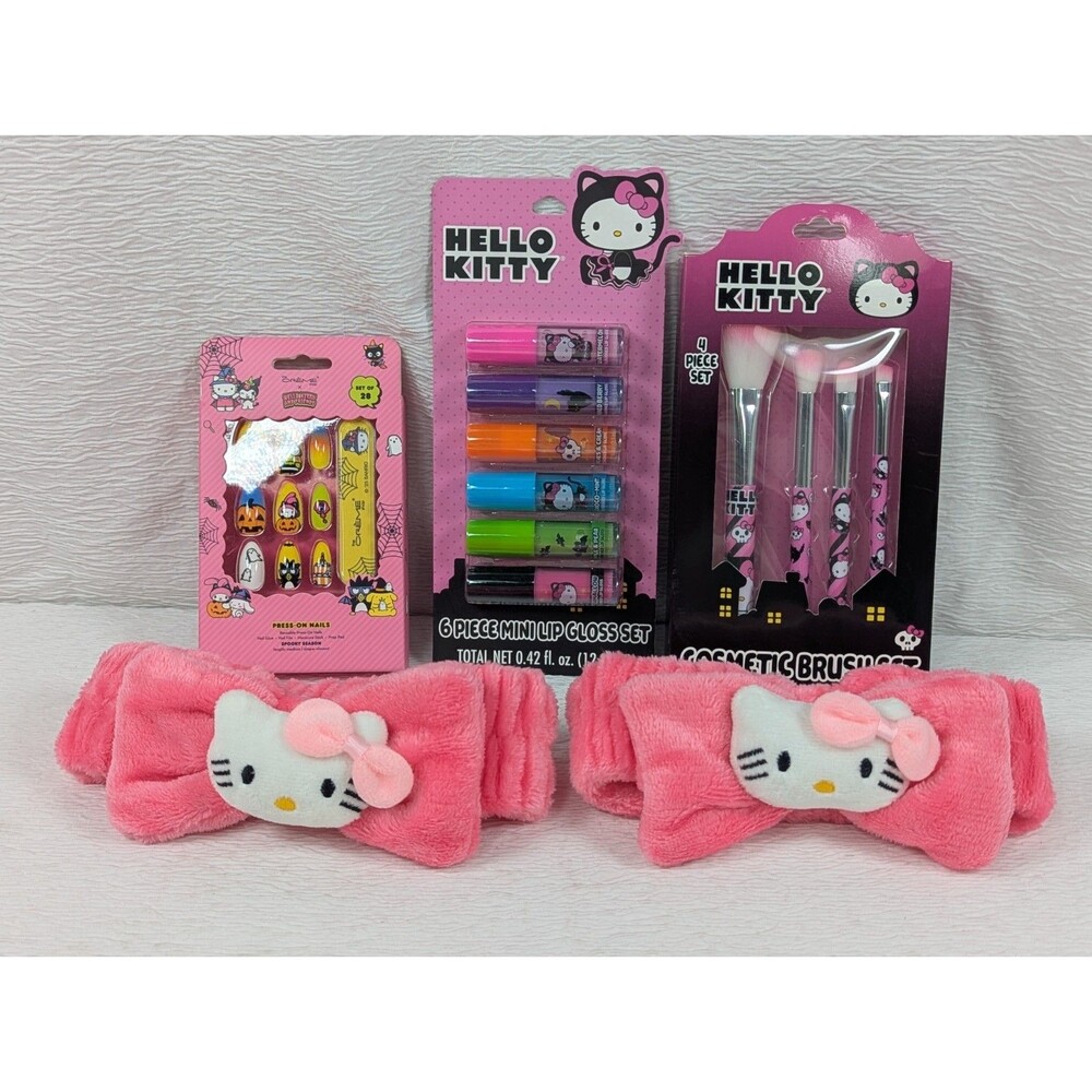 Hello Kitty - Halloween Gift Set - Nails, Lip Gloss, Brush, Head Band Set